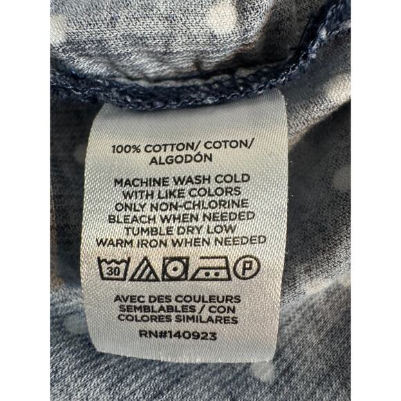 Loft blouse blue fine wale corduroy white dots button up collared Sz L NWT - Picture 7 of 7